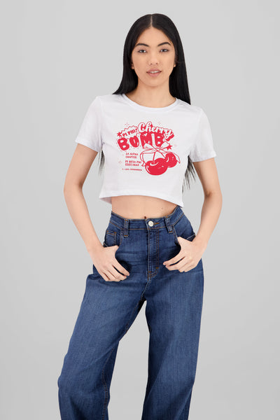 Cherry Bomb Crop Top WHITE