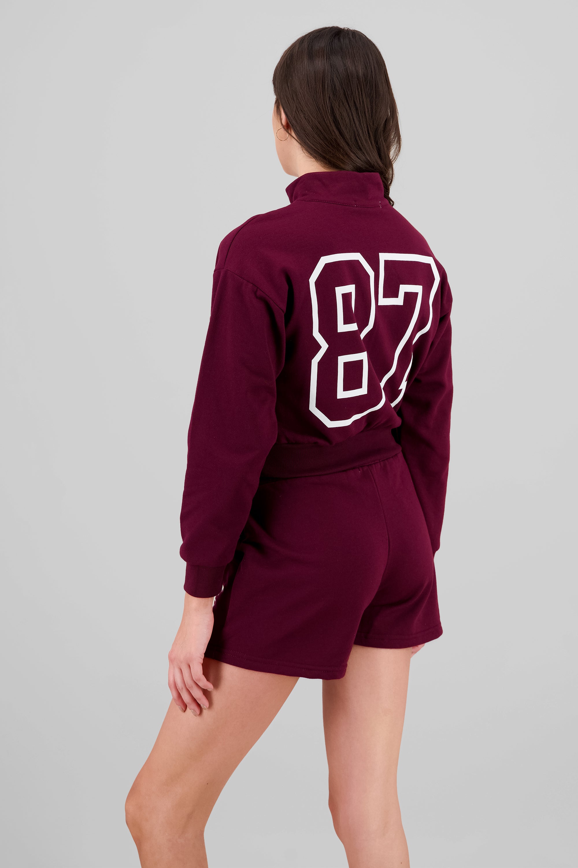 Cropped High Neck Brooklyn Sweatshirt PLUM