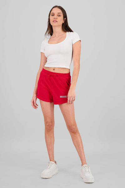 City Print Drawstring Shorts RED