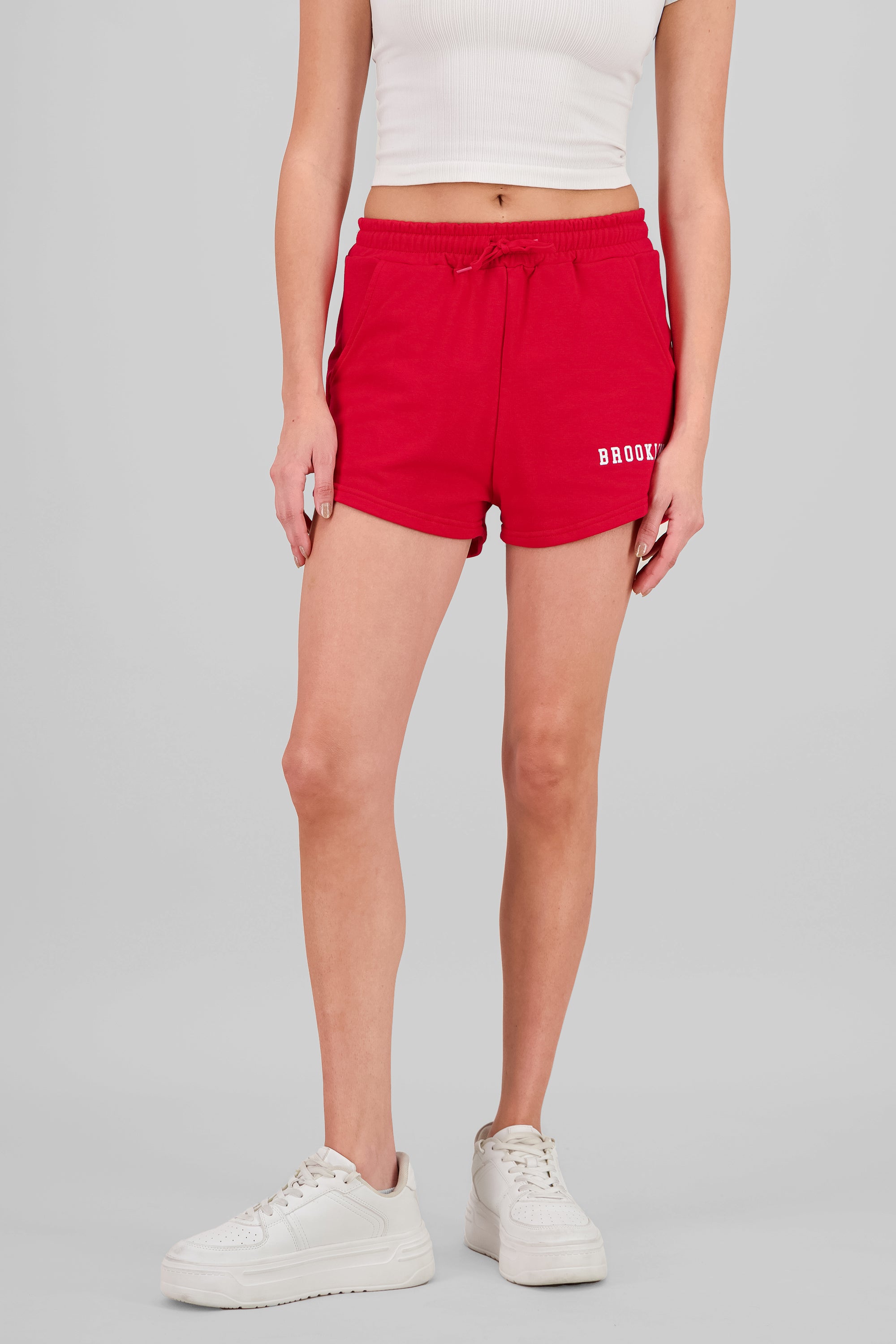 City Print Drawstring Shorts RED