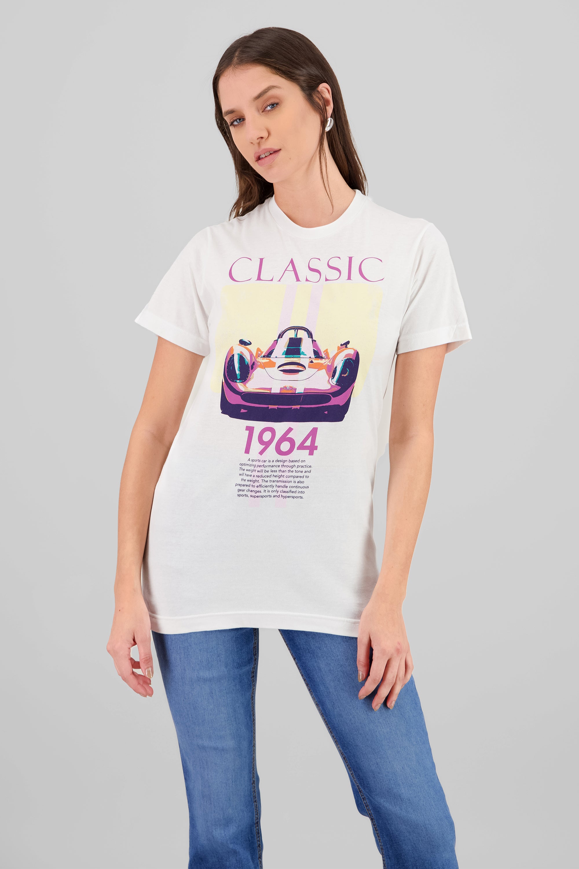 Classic Car Oversized T Shirt WHITE