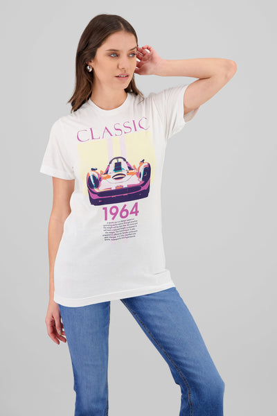 Classic Car Oversized T Shirt WHITE