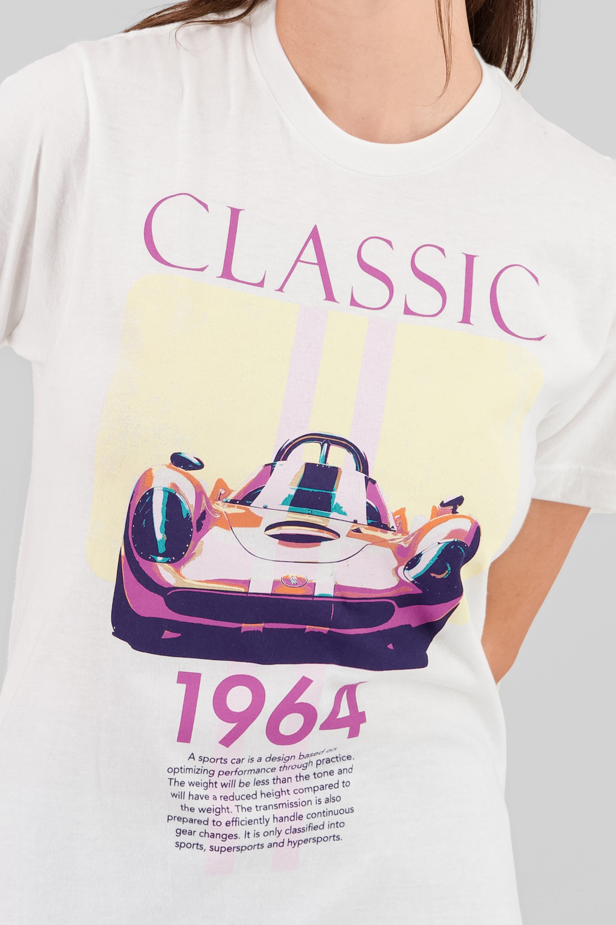 Classic Car Oversized T Shirt WHITE