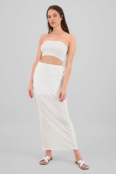 Textured Midi Skirt WHITE