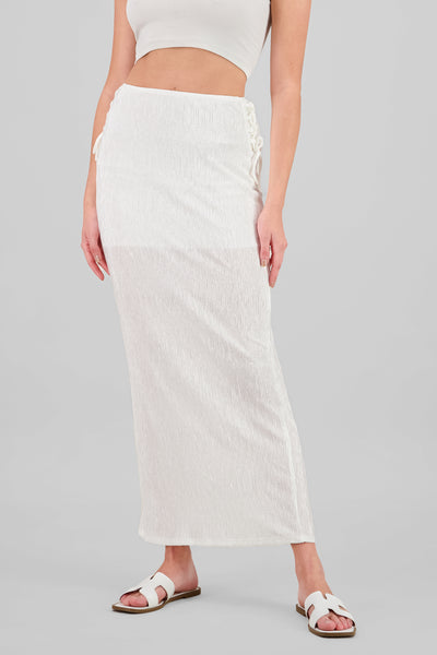 Textured Midi Skirt WHITE