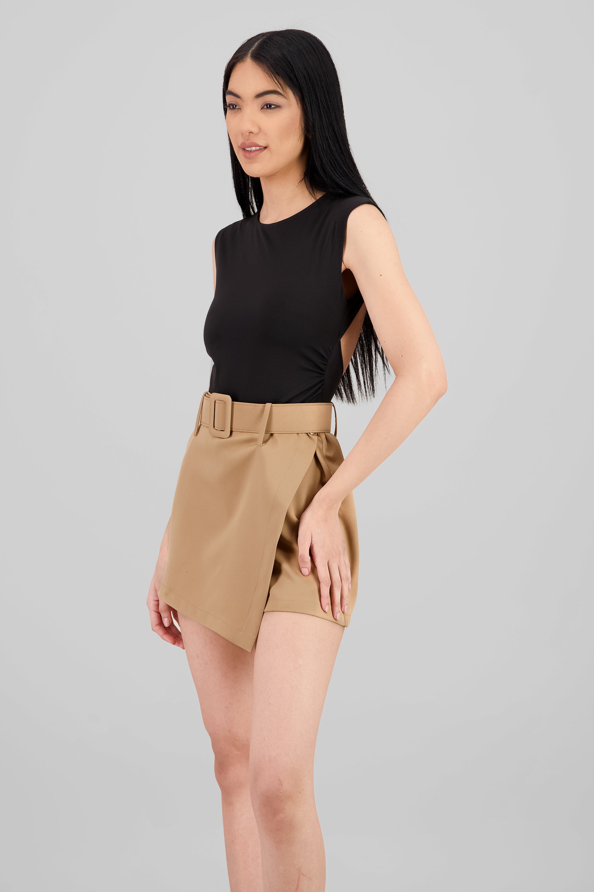 Short Sleeve Backless Bodysuit BLACK