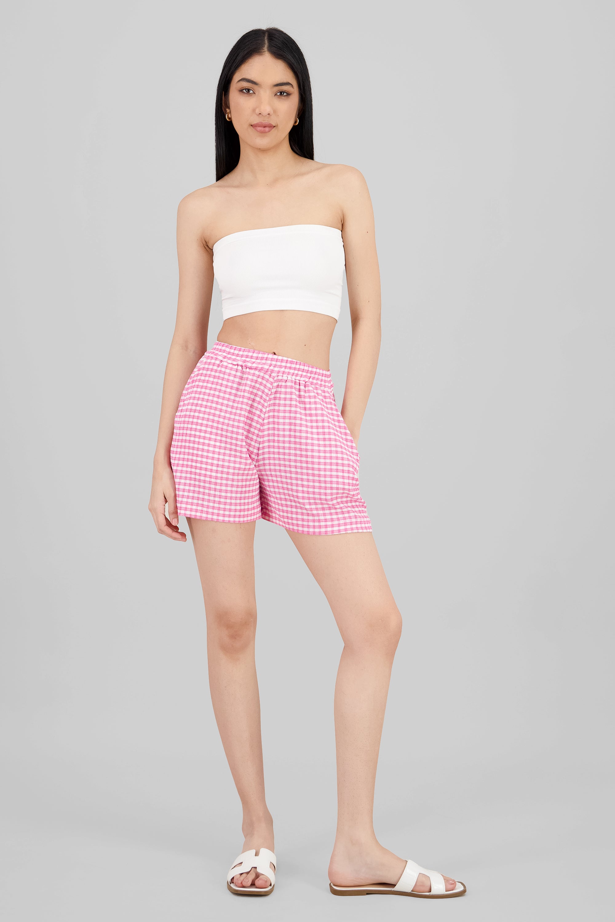 Gingham Texture Shorts PINK