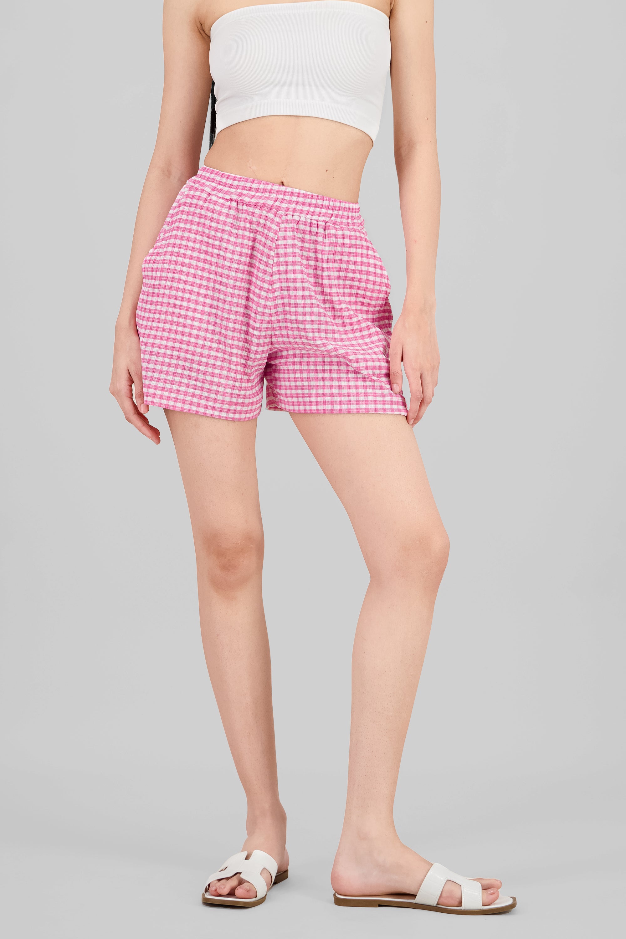 Gingham Texture Shorts PINK