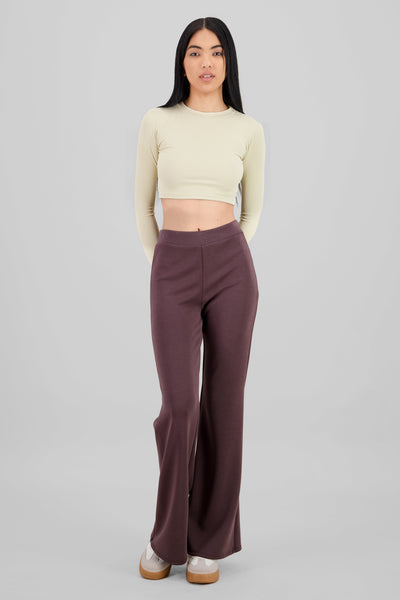 Waistband Detail Flare Pants CHOCOLATE