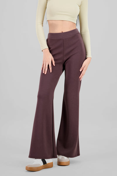 Waistband Detail Flare Pants CHOCOLATE