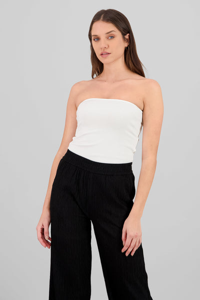 Long Ribbed Tube Top WHITE