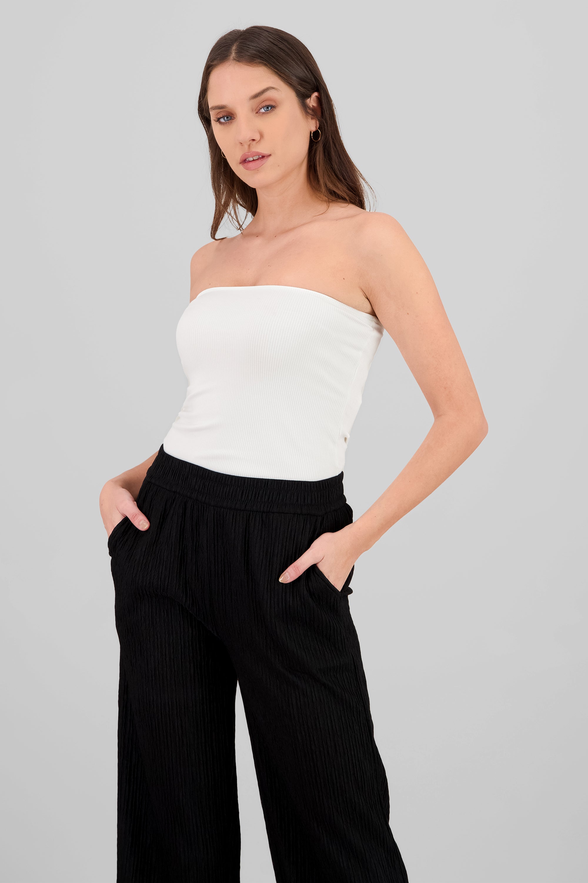 Long Ribbed Tube Top WHITE