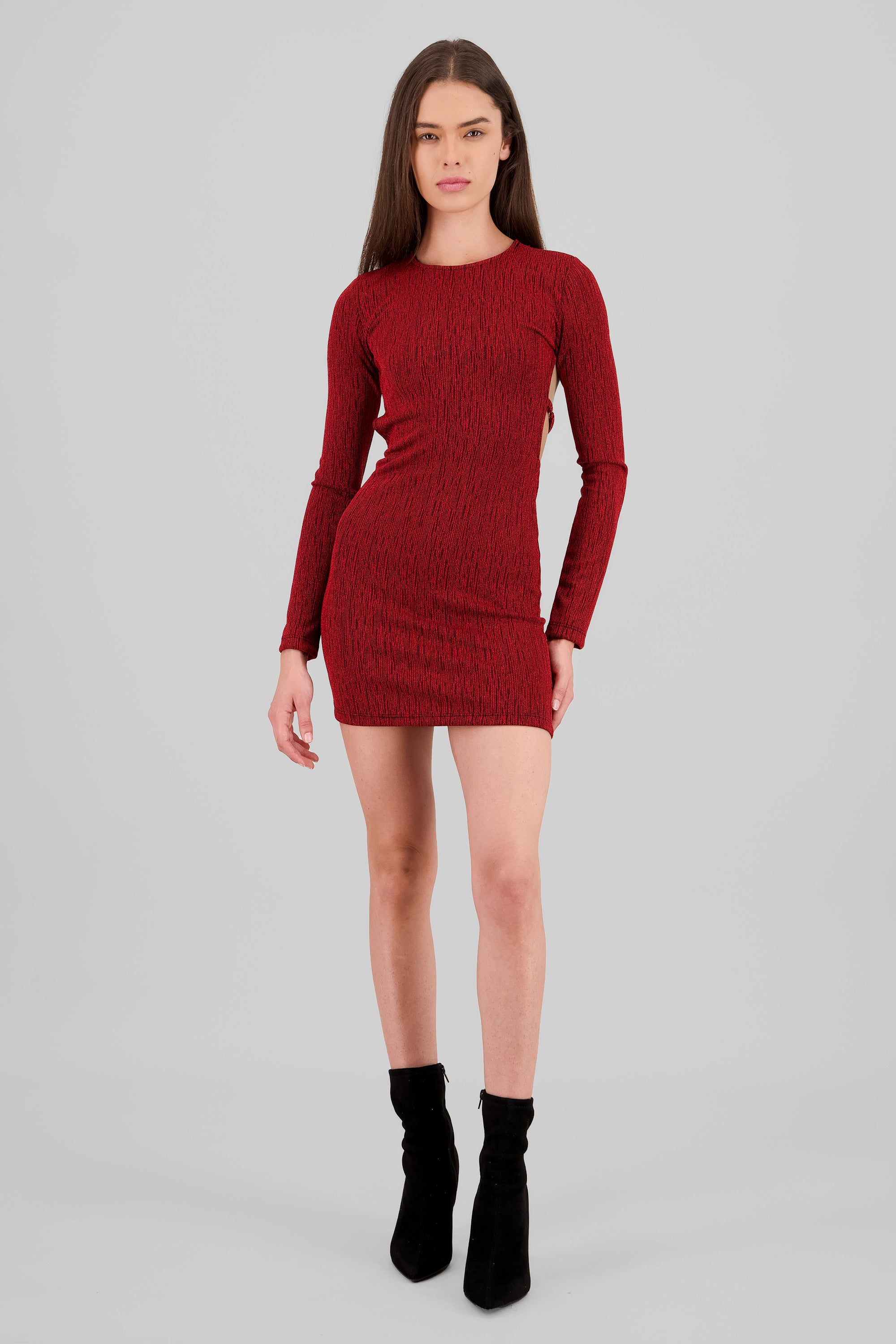 Long Sleeve Mini Dress RED