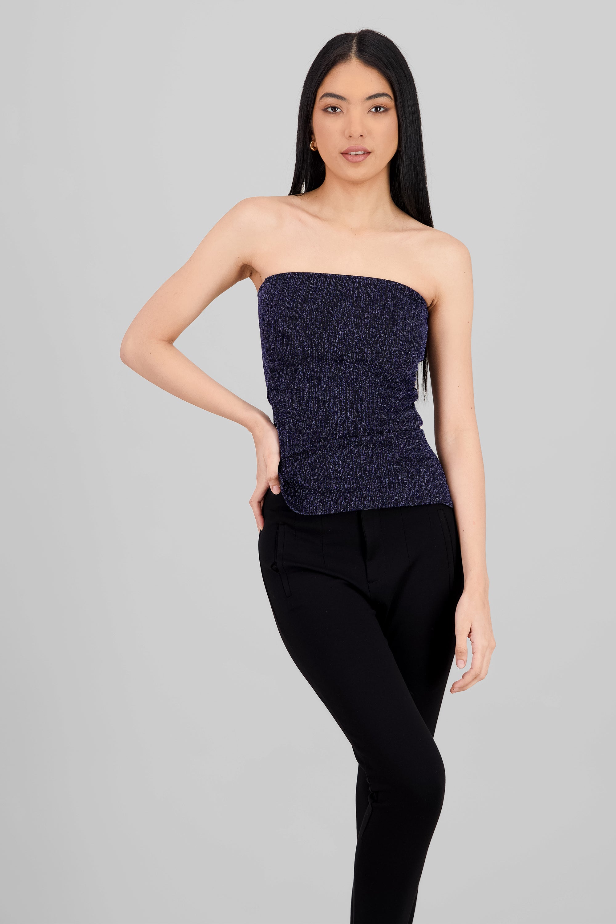 Lurex Cutout Tube Top NAVY