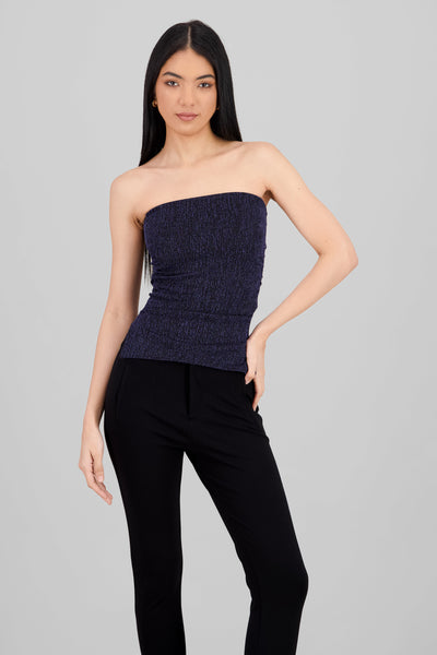 Lurex Cutout Tube Top NAVY