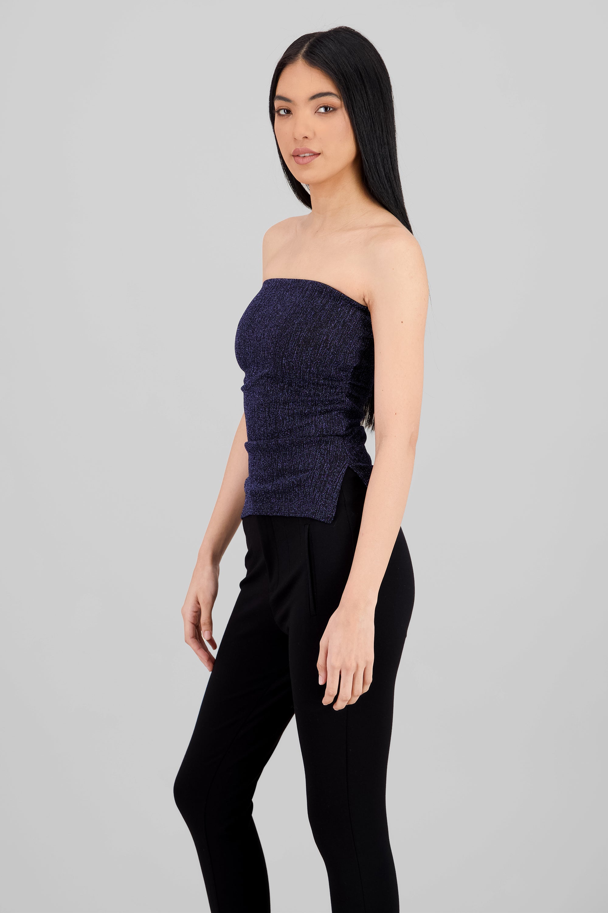 Lurex Cutout Tube Top NAVY