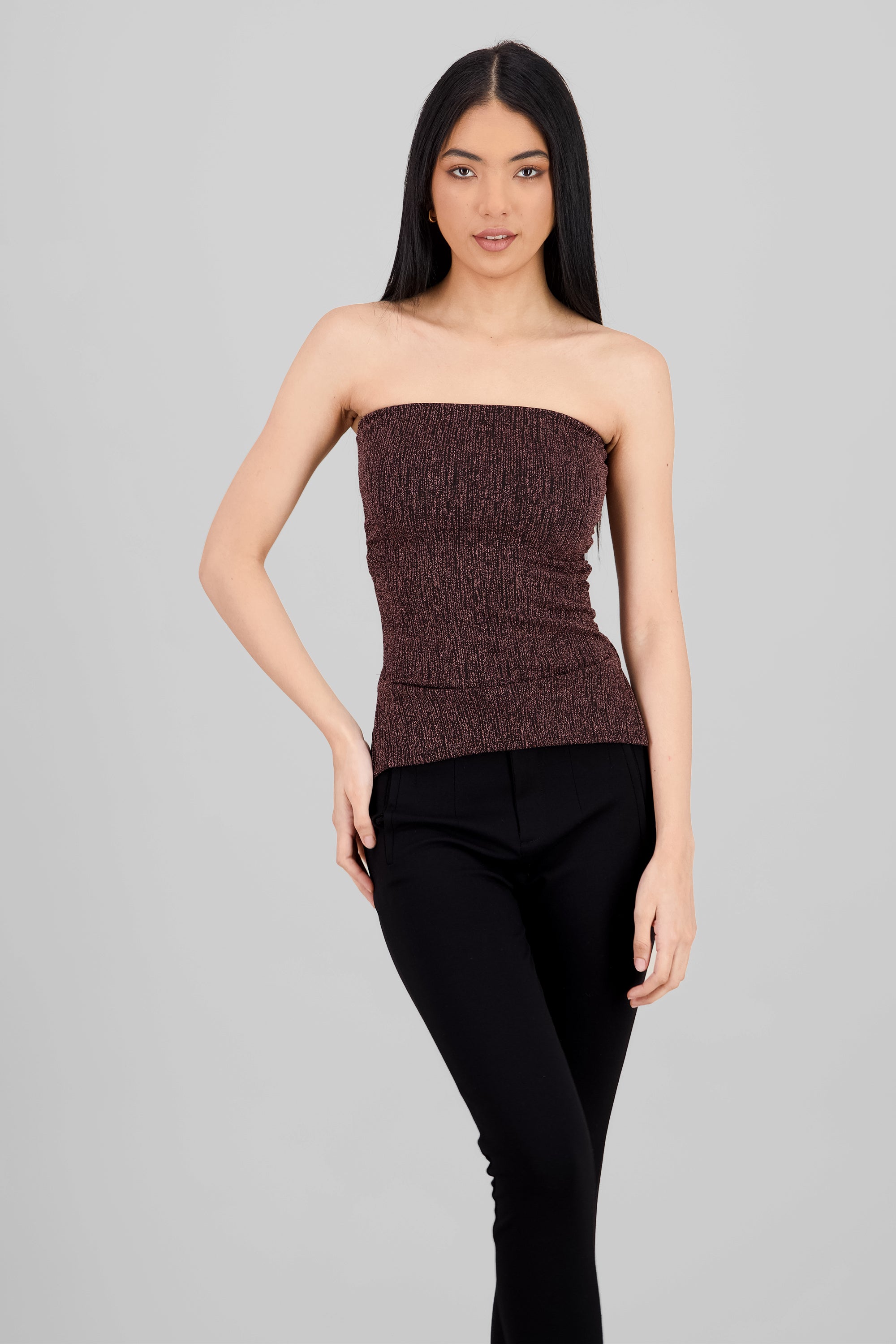 Lurex Cutout Tube Top BLACK