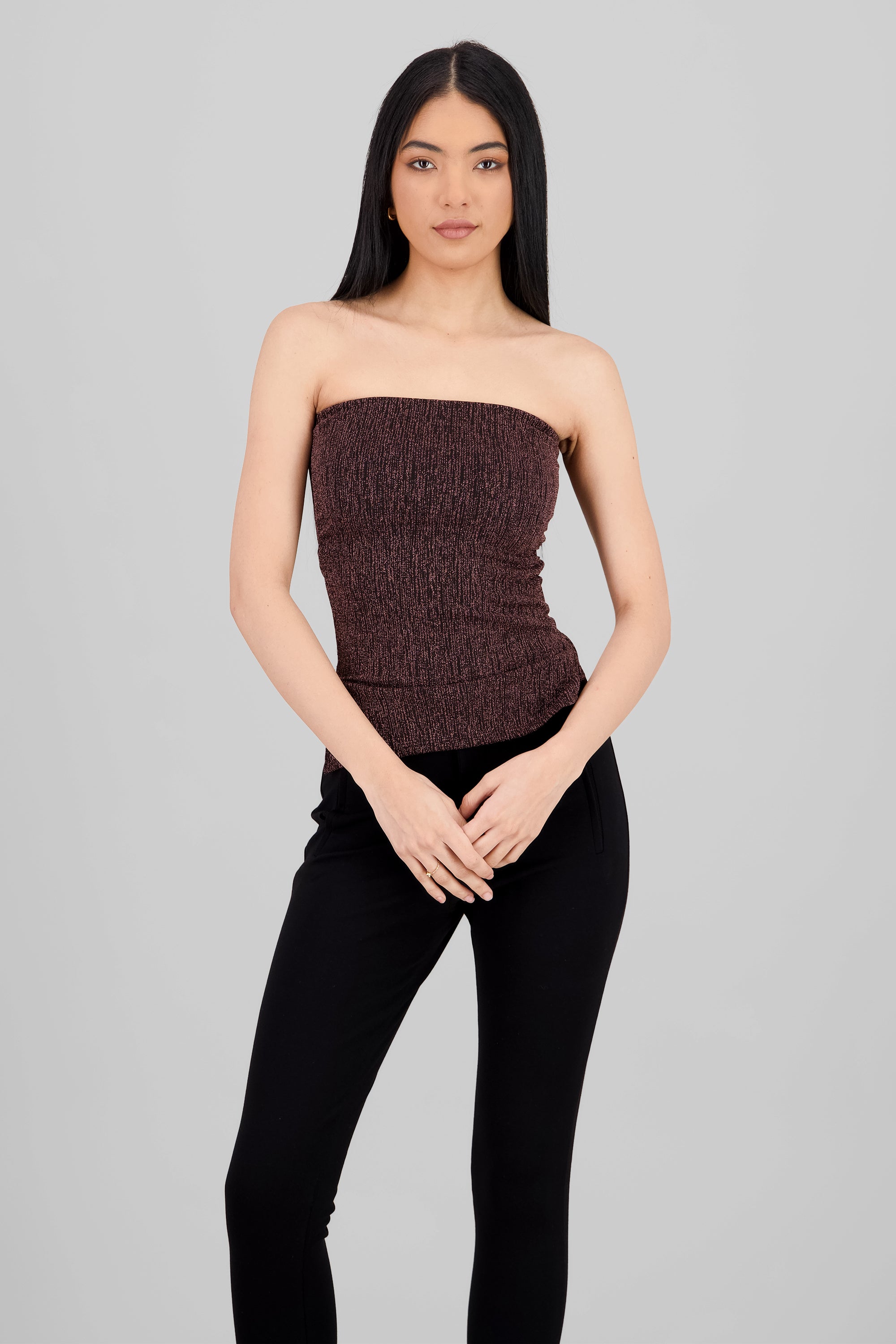 Lurex Cutout Tube Top BLACK