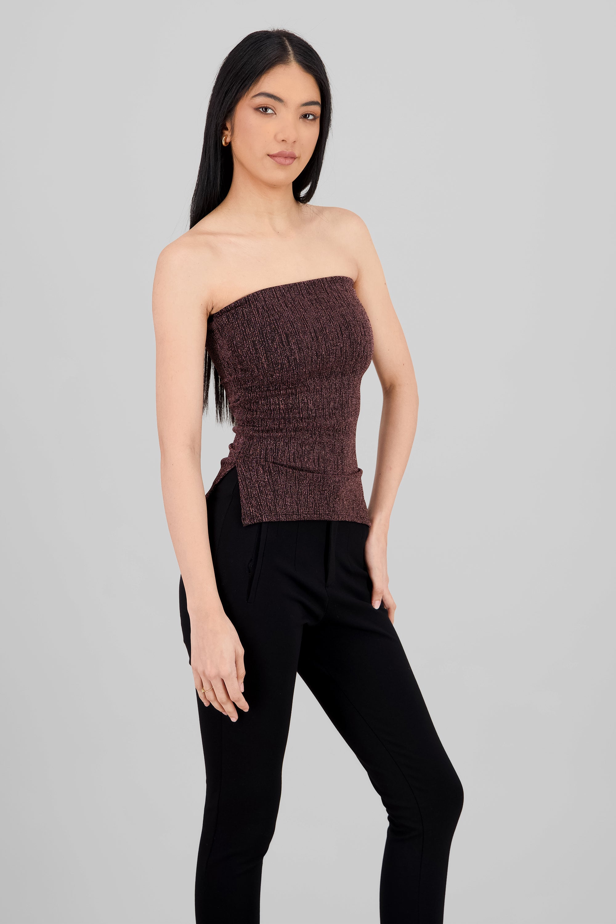 Lurex Cutout Tube Top BLACK