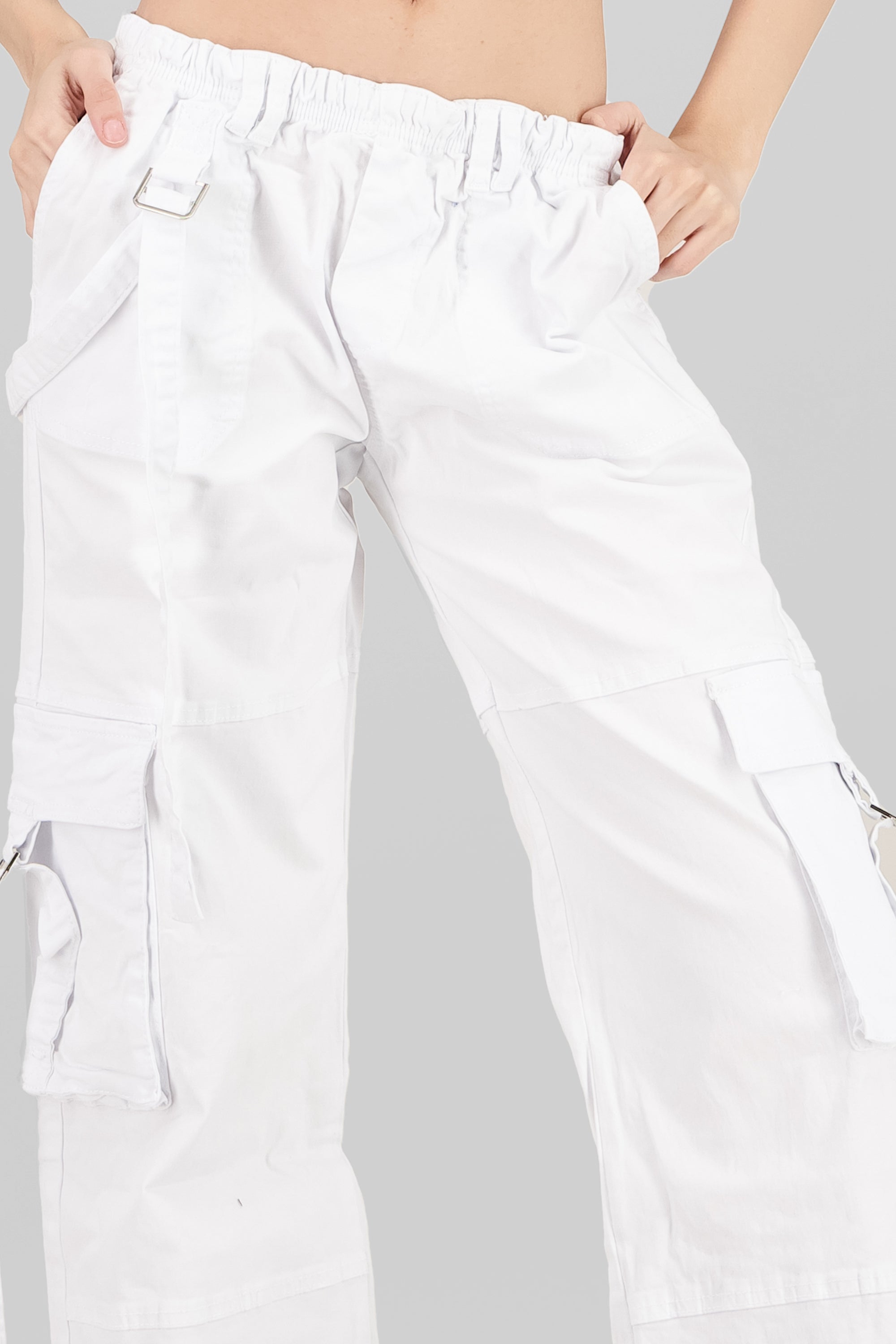 Cargo Jeans with Two Pockets WHITE