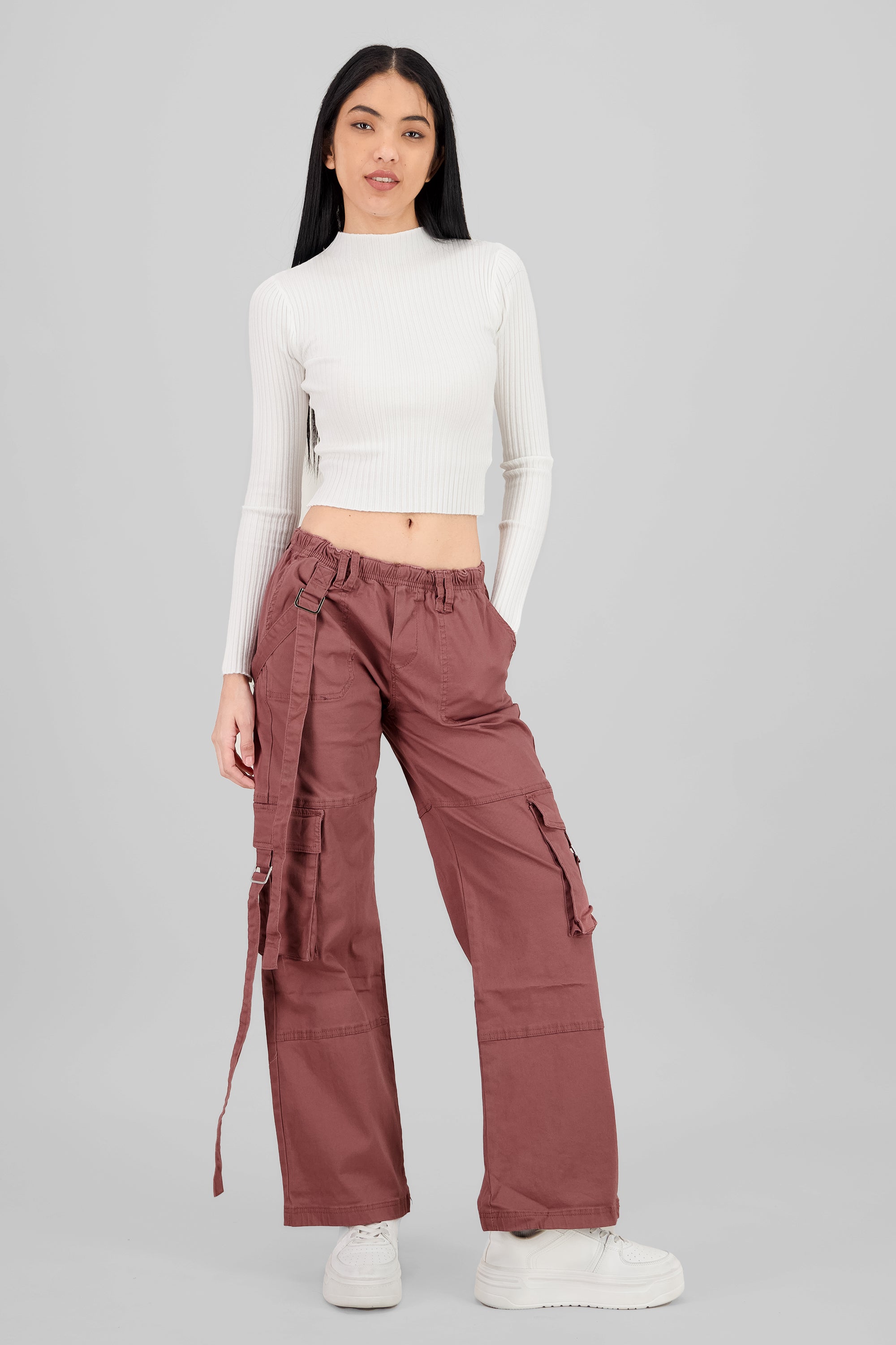 Cargo Jeans with Two Pockets MAUVE