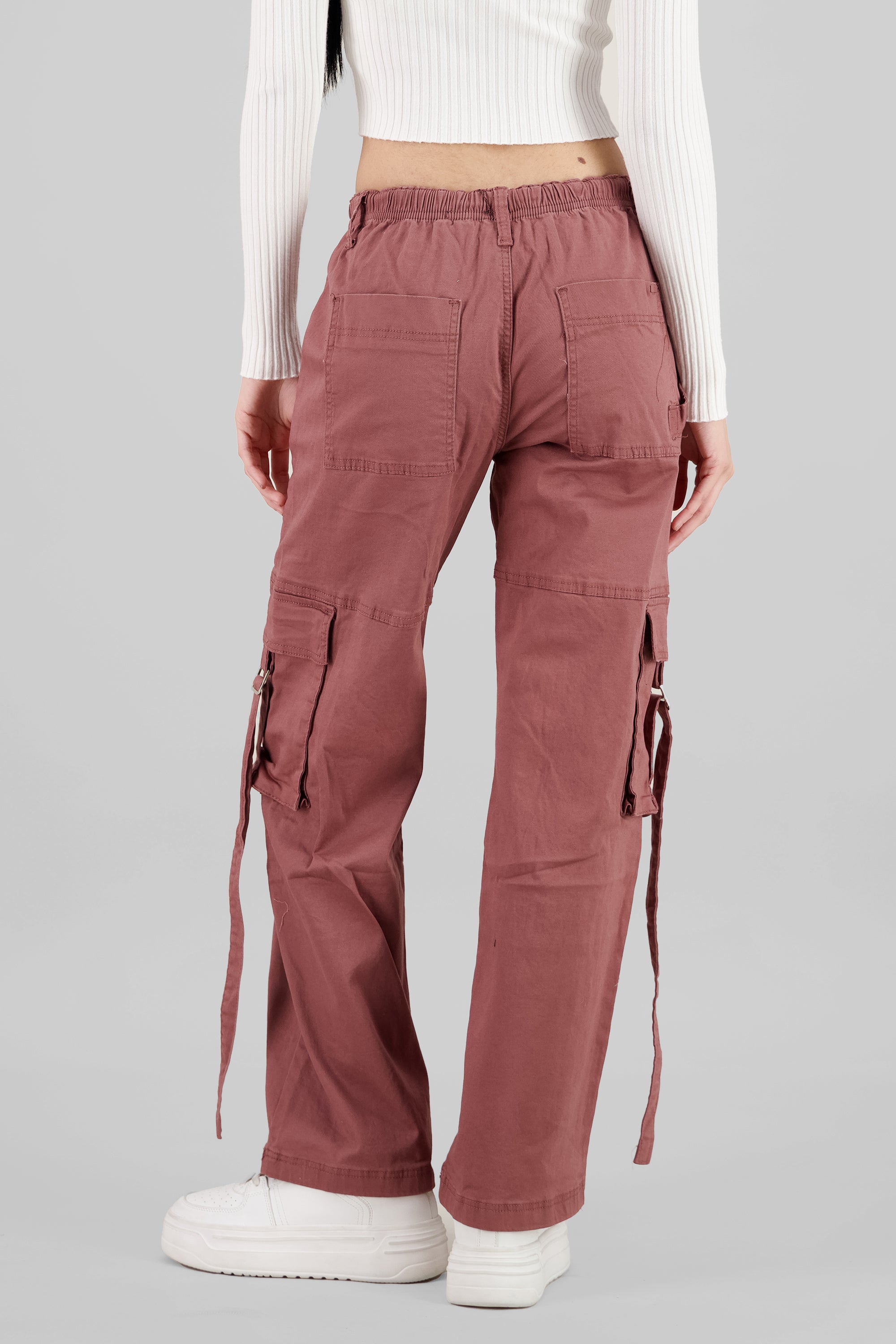 Cargo Jeans with Two Pockets MAUVE