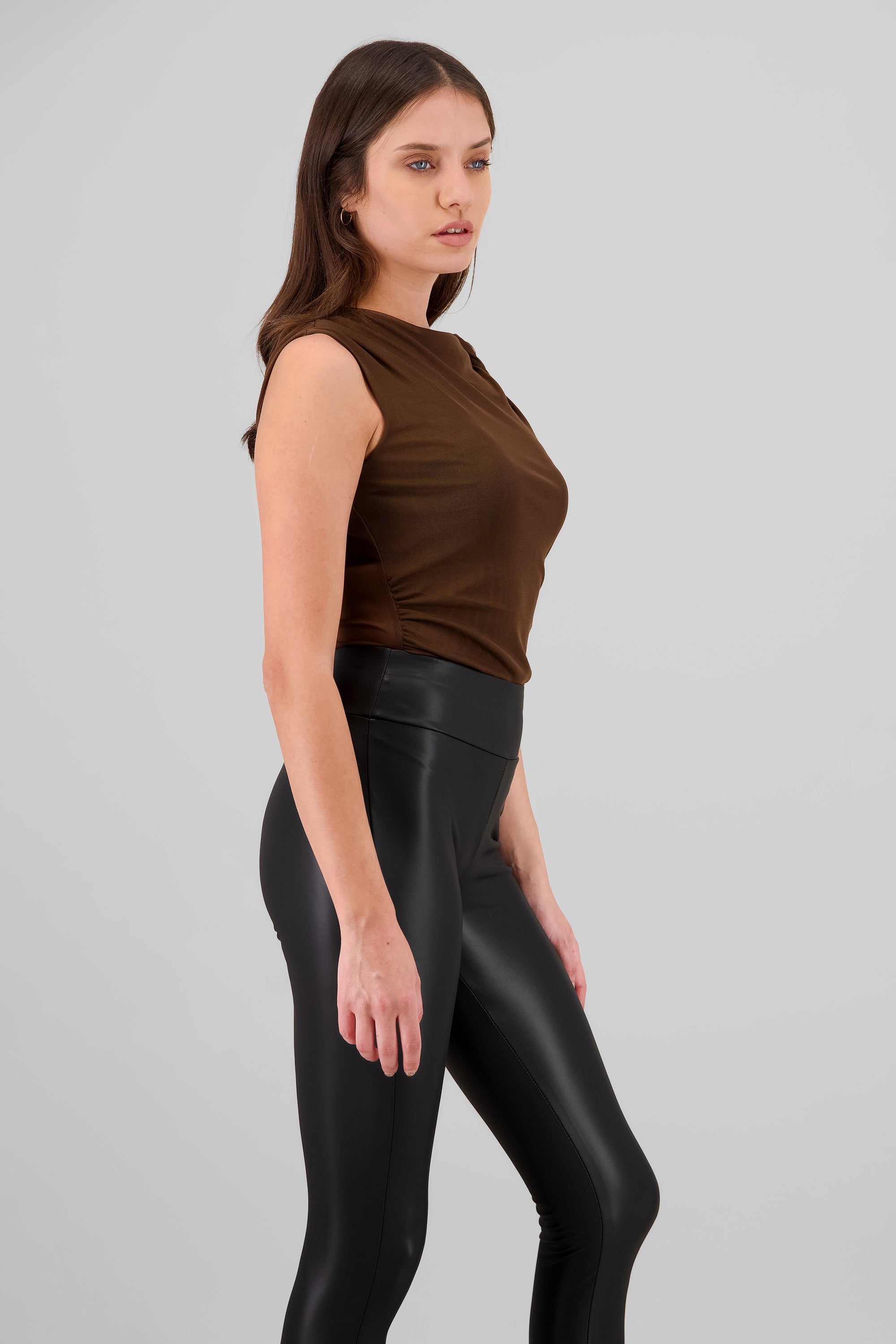 Asymmetrical Mesh Bodysuit CHOCOLATE