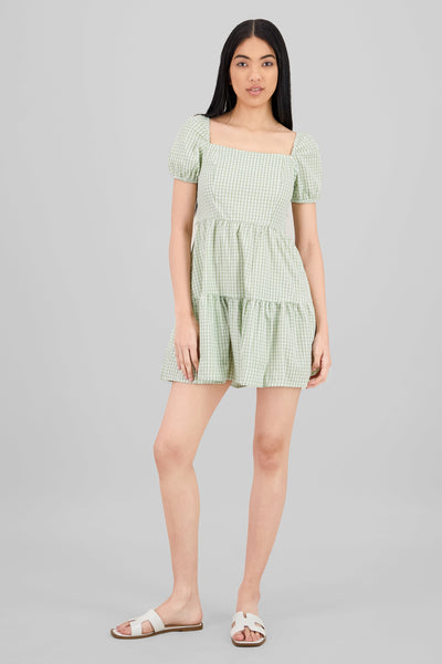 Checkered Mini Dress SAGE