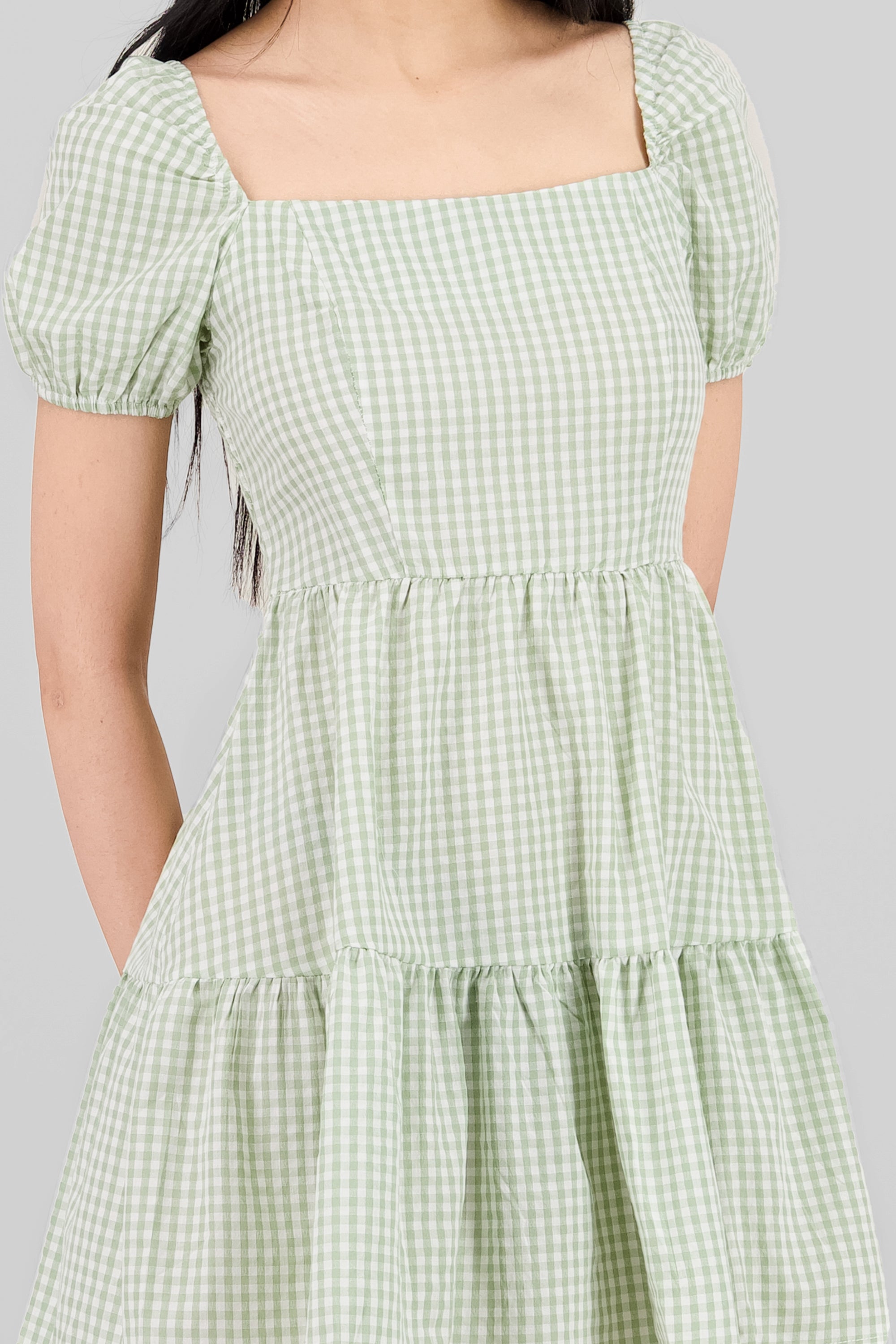 Checkered Mini Dress SAGE