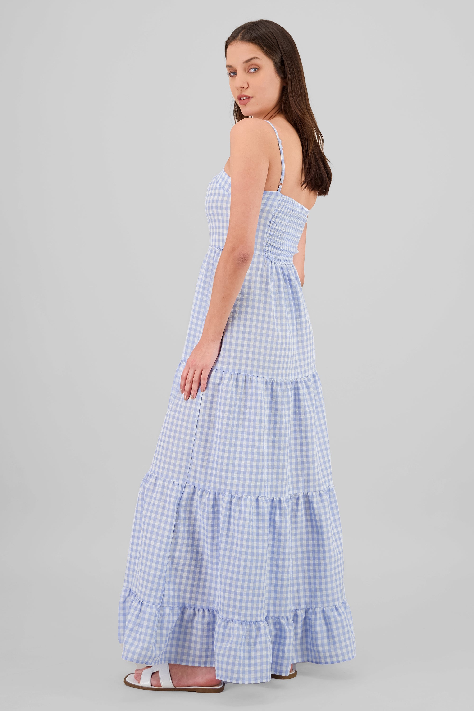 Checkered Maxi Dress SKY BLUE