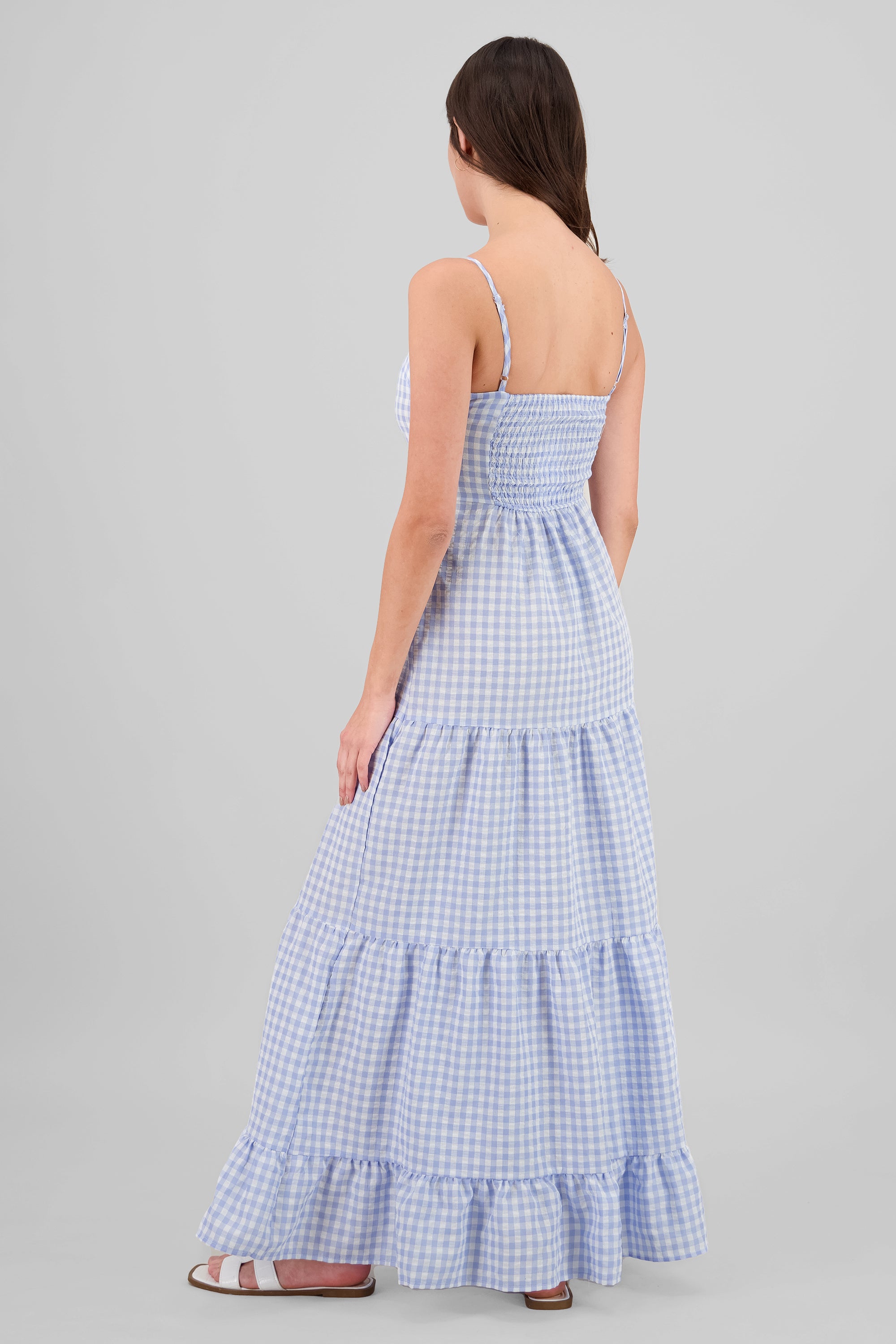 Checkered Maxi Dress SKY BLUE