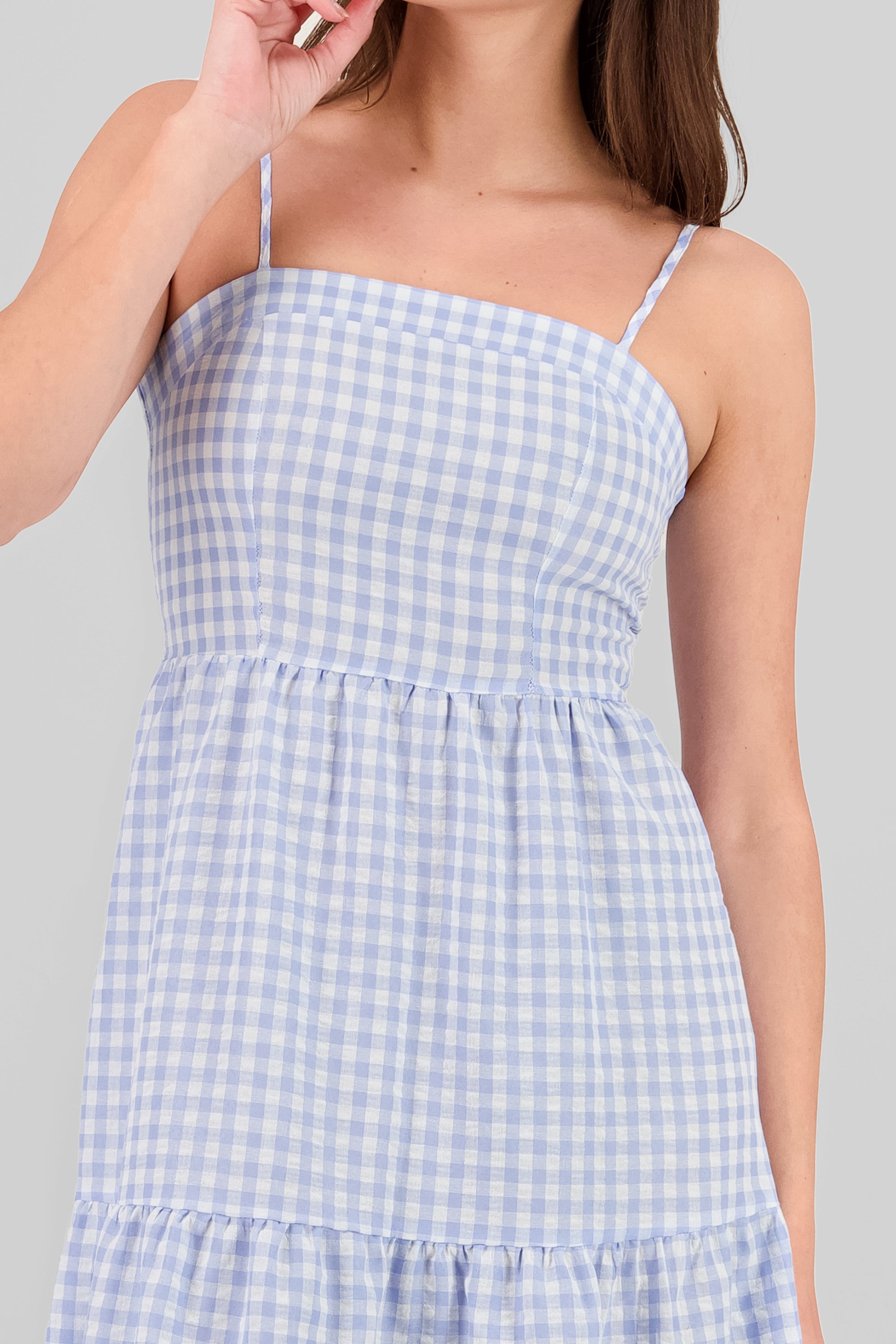 Checkered Maxi Dress SKY BLUE