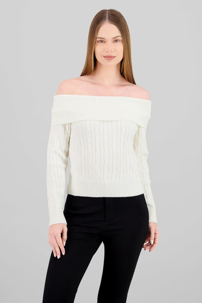 Off Shoulder Knit Sweater CREAM