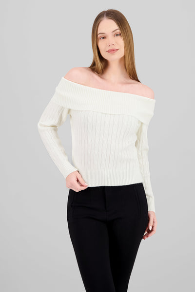 Off Shoulder Knit Sweater CREAM