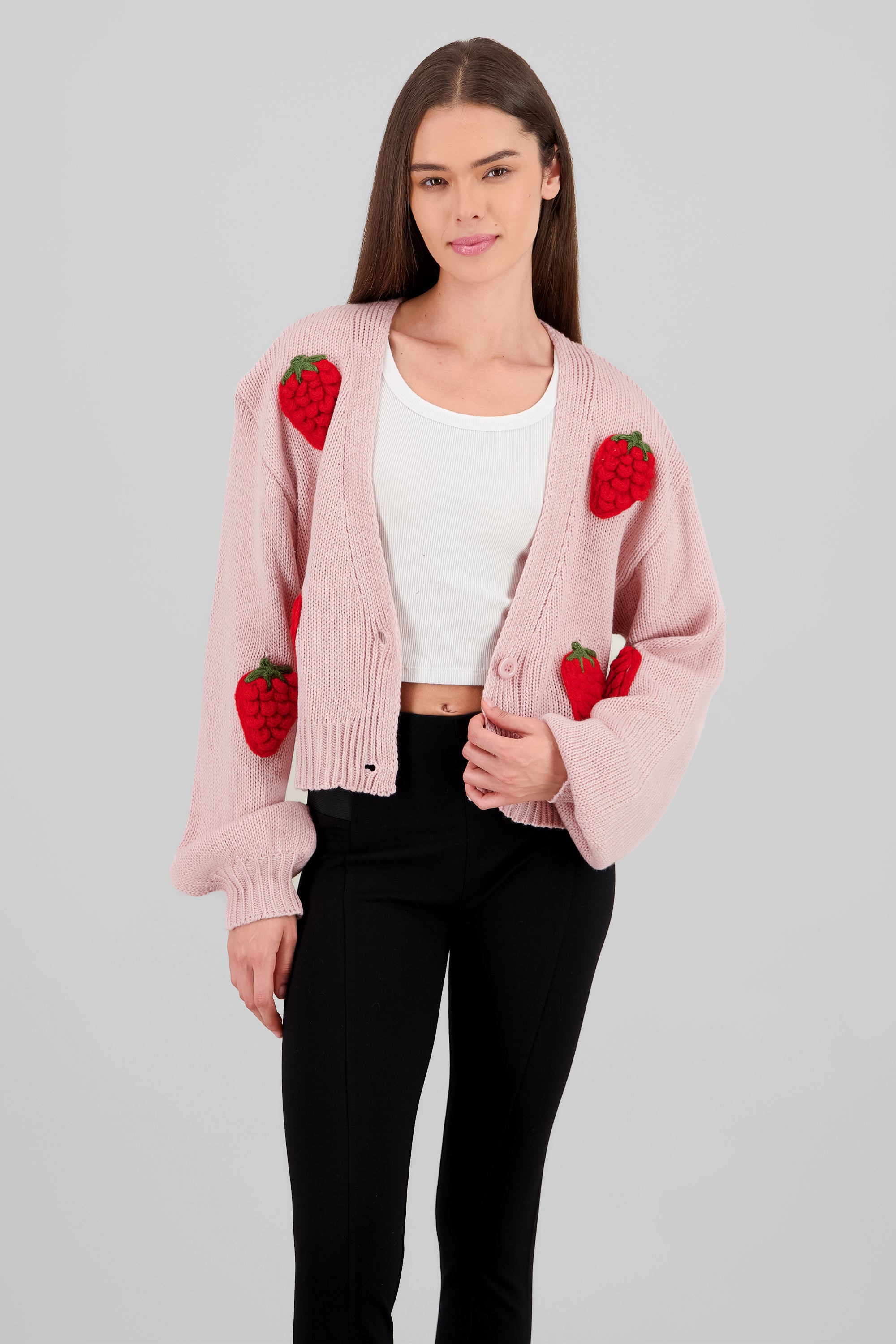 3D Strawberry Cardigan PINK