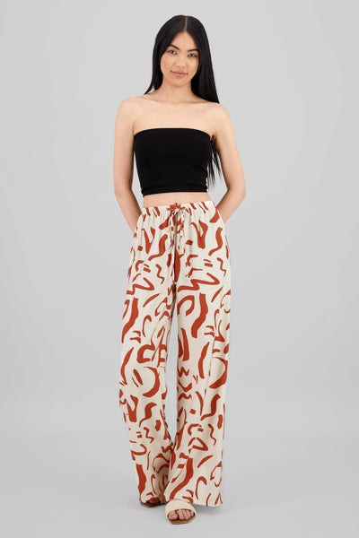 Printed Wide Leg Pants ORANGE COMBO