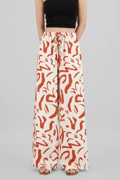 Printed Wide Leg Pants ORANGE COMBO