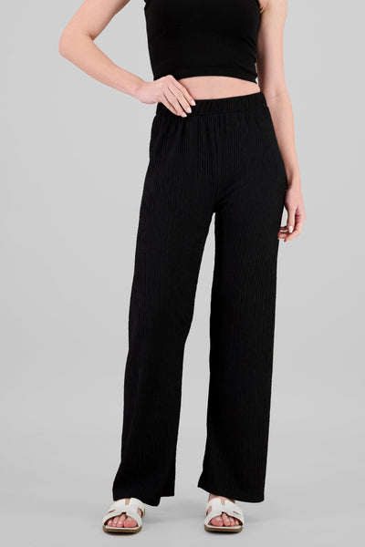 Textured Flowing Pants BLACK