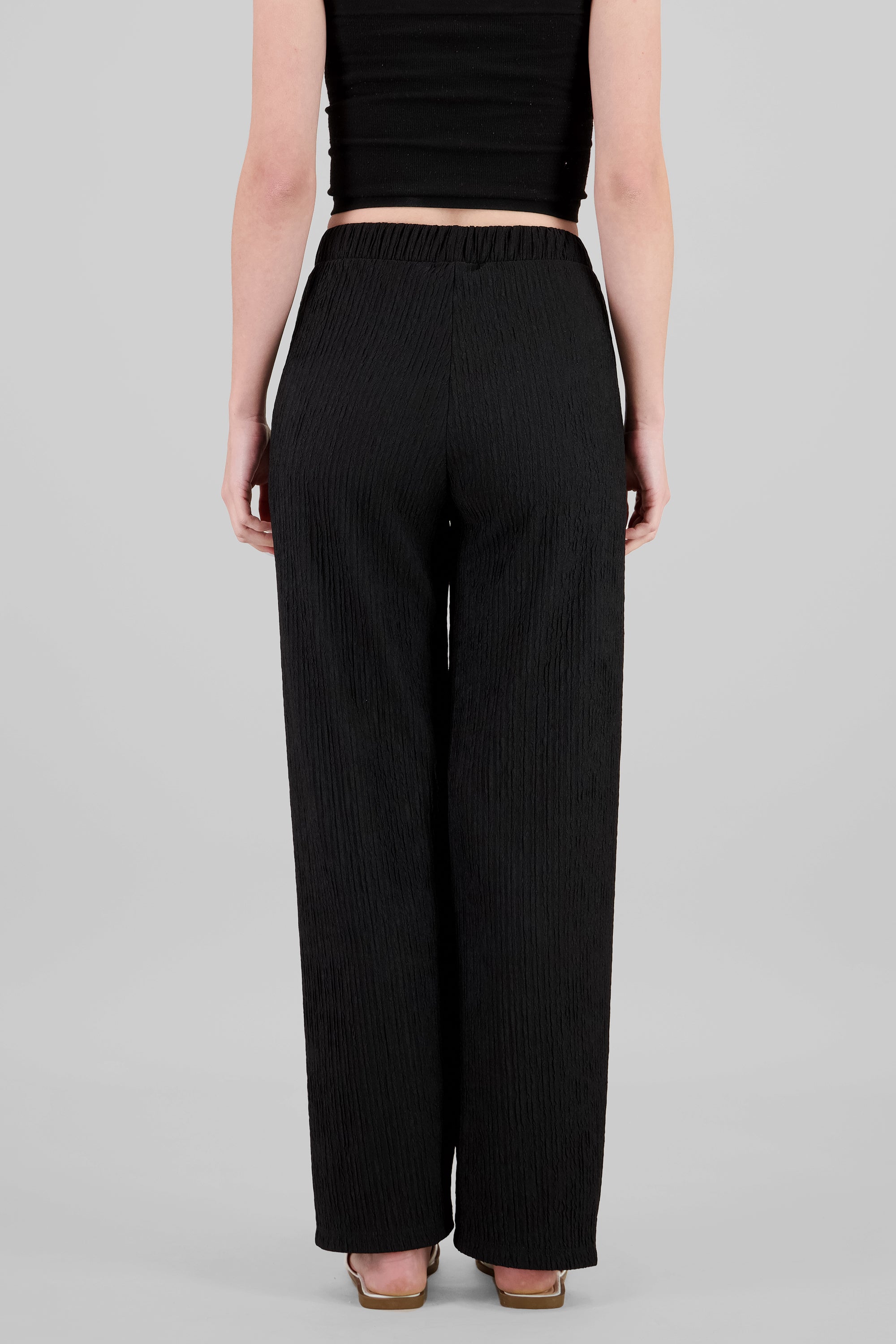 Textured Flowing Pants BLACK