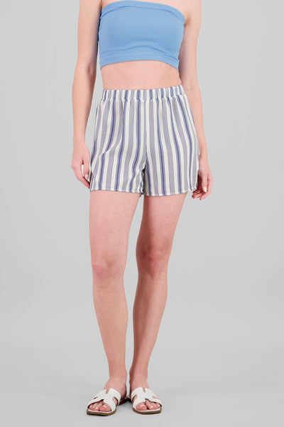 Striped Shorts with Slit BLUE COMBO