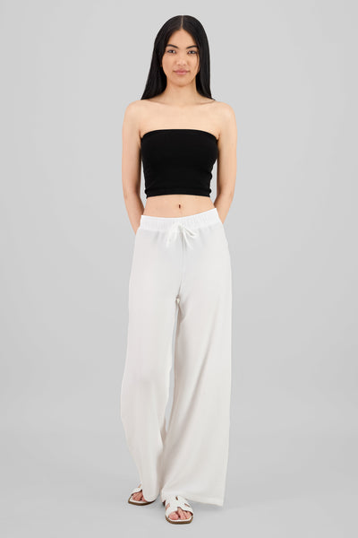 Drawstring Wide Leg Pants WHITE