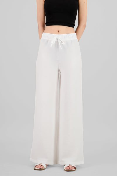 Drawstring Wide Leg Pants WHITE