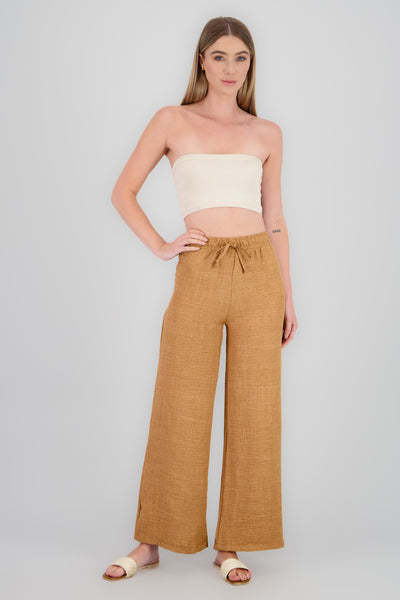 Drawstring Wide Leg Pants WHITE