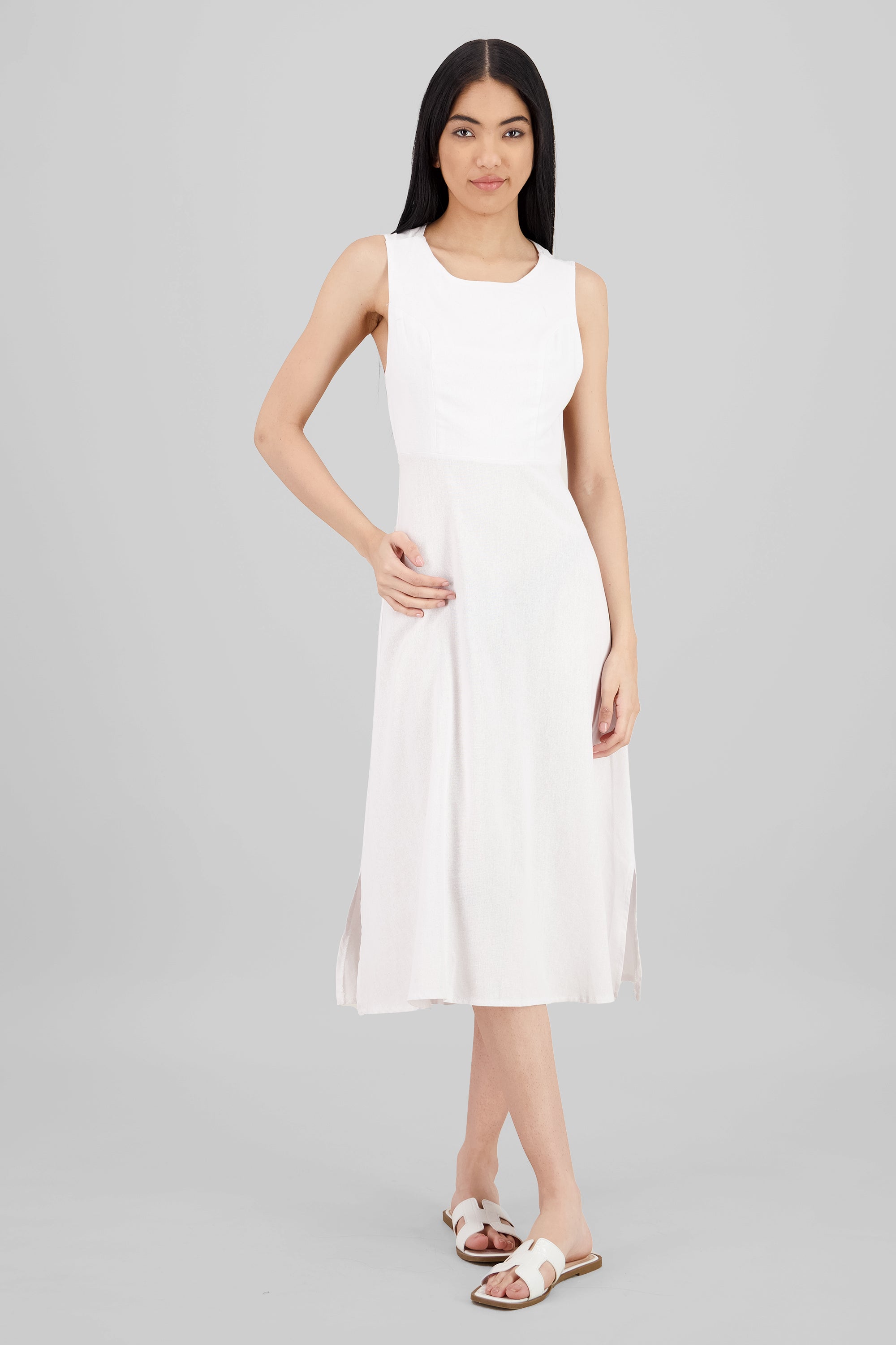 Line Midi Dress WHITE