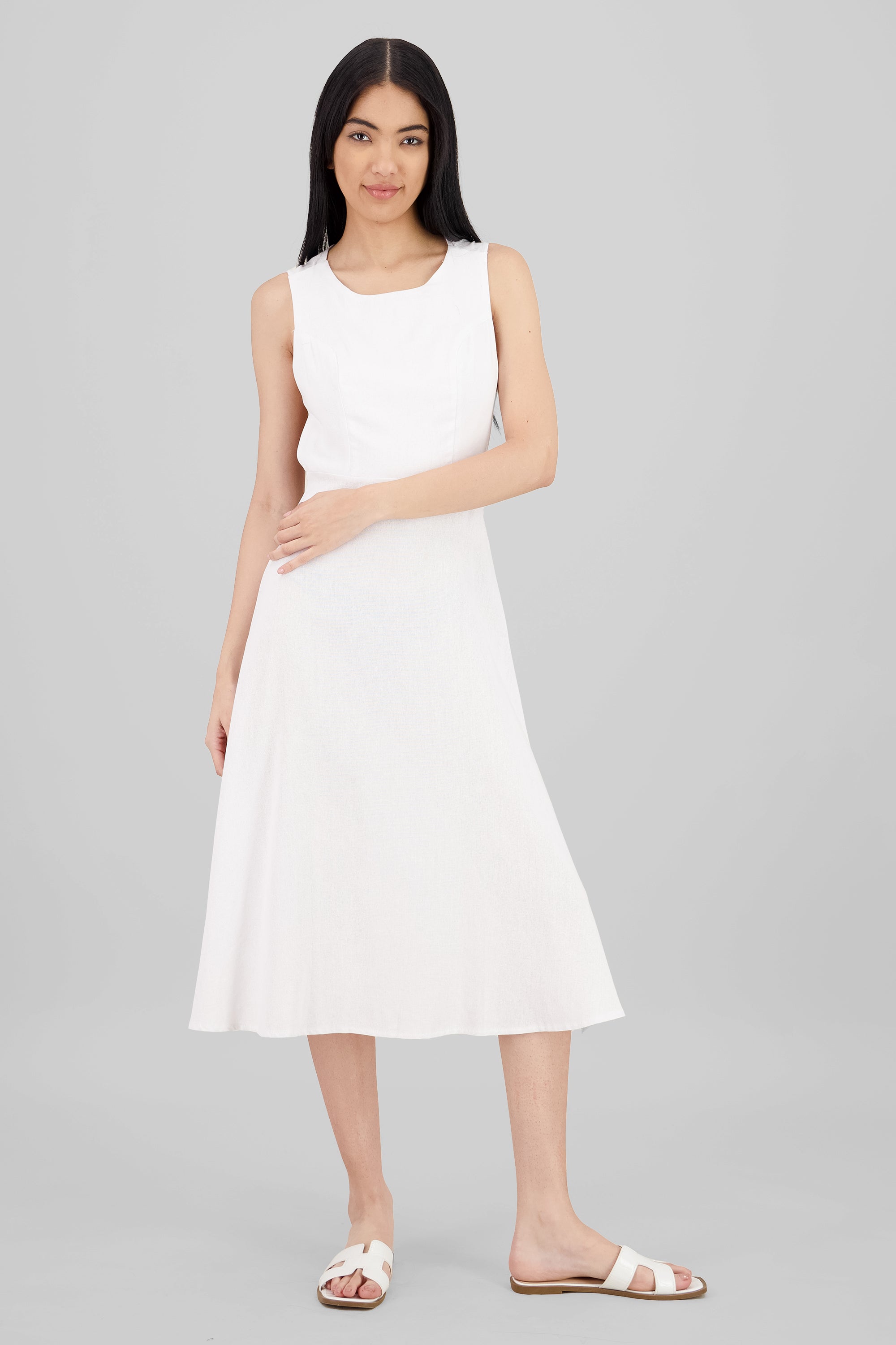 Line Midi Dress WHITE