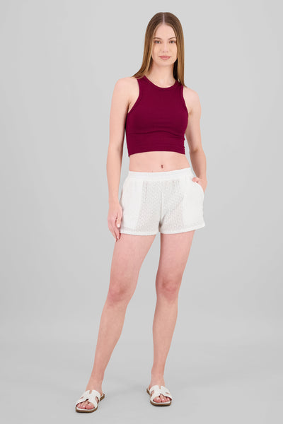 Textured Mini Shorts WHITE