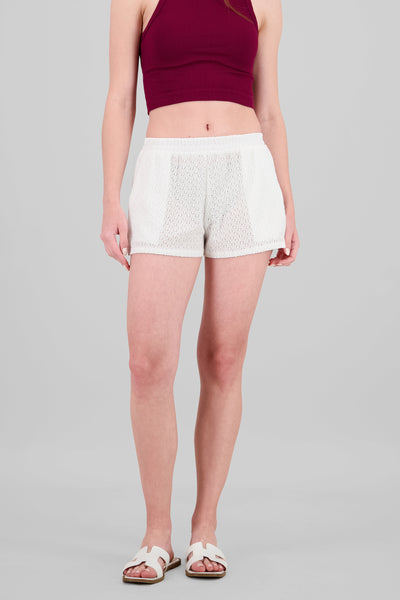 Textured Mini Shorts WHITE