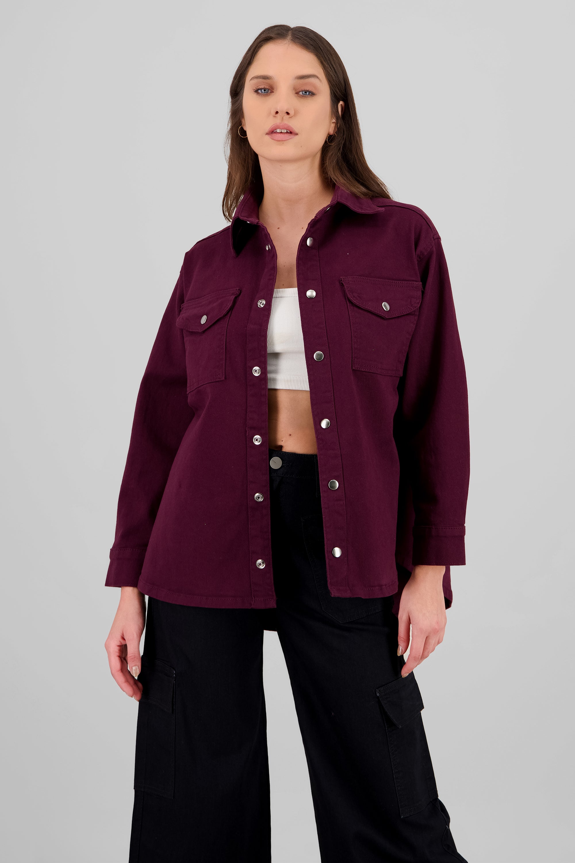 Oversized Jacket with Pocket PLUM