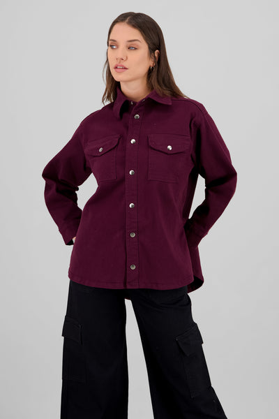 Oversized Jacket with Pocket PLUM