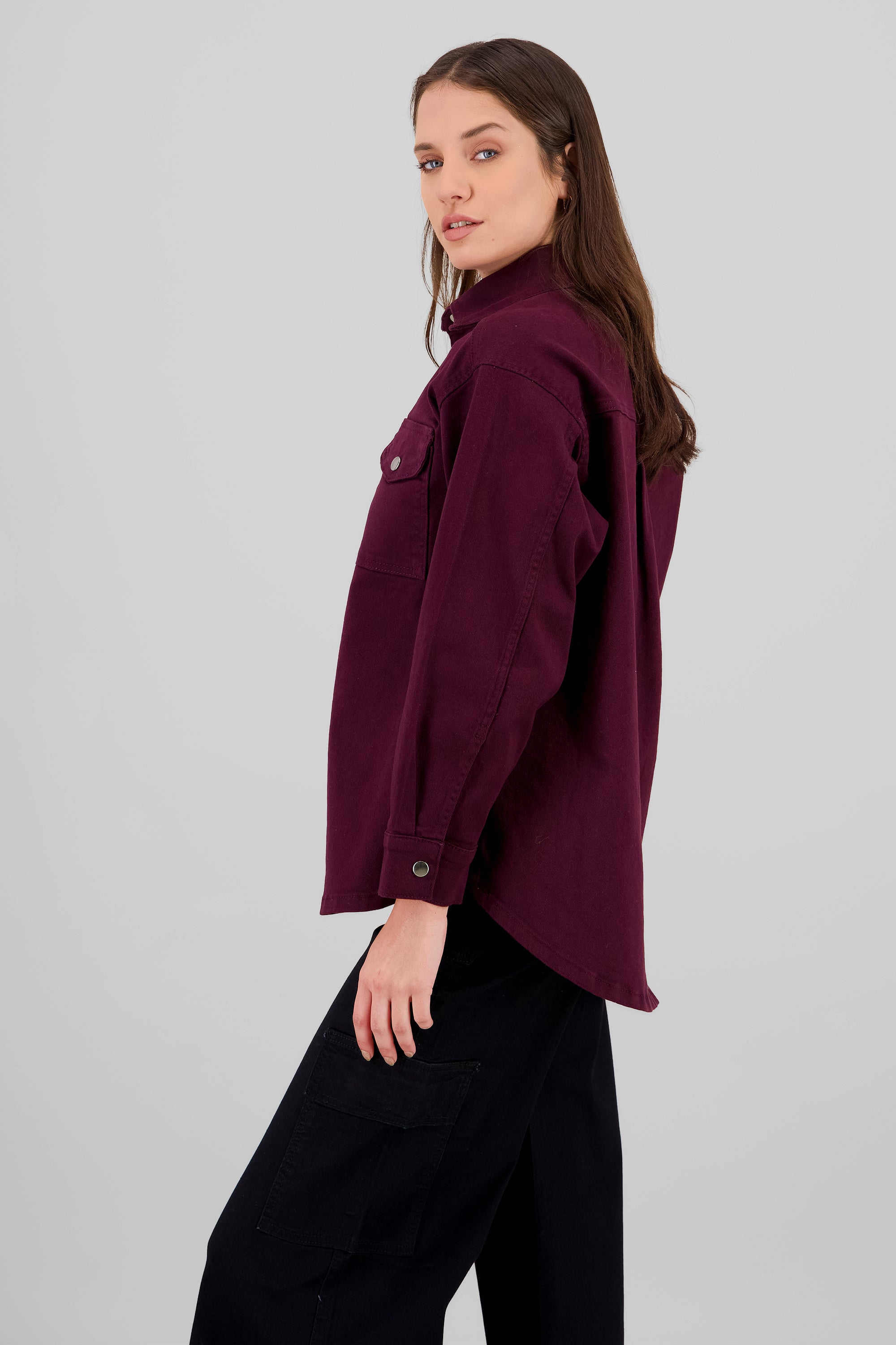 Oversized Jacket with Pocket PLUM